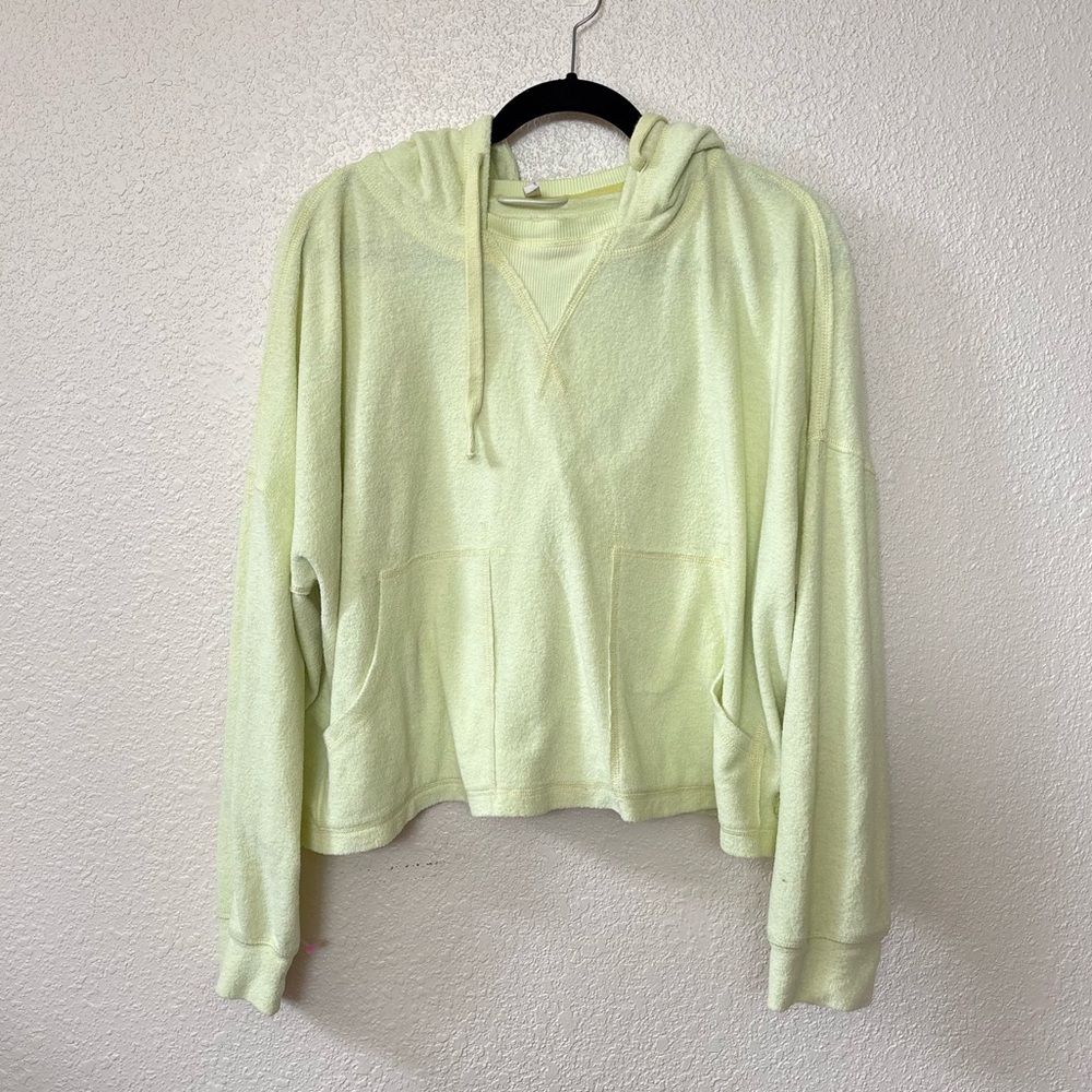 FP Movement Electric Lime Oversized Terrycloth Pullover Hoodie Small